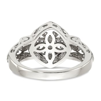 Rhodium Over Sterling Silver with 14K Accent Diamond Ring