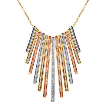 14k Rose Gold and Rhodium Over Brass Two-Tone Statement Necklace