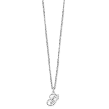 Rhodium Over Sterling Silver Letter G Initial Necklace