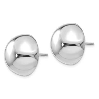 Rhodium Over 14k White Gold 16mm Half Ball Stud Earrings