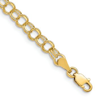 10k Yellow Gold Children's 4mm Double Link Charm Bracelet