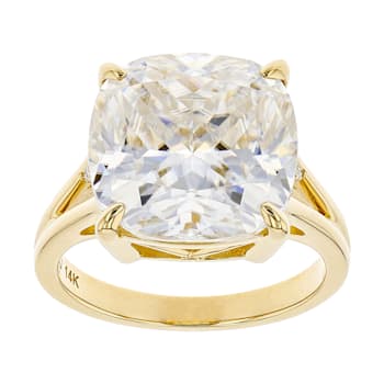 Moissanite 14k Yellow Gold Ring 10.42ctw DEW.
