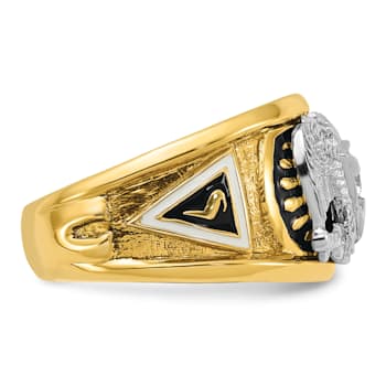 10K Two-tone Yellow and White Gold Men's Enamel and Diamond 32nd
Scottish Rite Masonic Ring 0.103ctw
