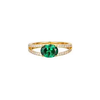 Green And White Cubic Zirconia 18K Gold Over Sterling Silver Ring 2.27ctw