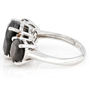 Silver Sheen Sapphire Rhodium Over Sterling Silver Ring 8.74ctw