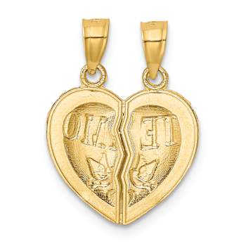 14k Yellow Gold Break-Apart Diamond-Cut TE AMO Heart Pendant