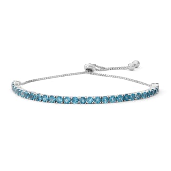 London Blue Topaz Sterling Silver Bolo Bracelet 3.41ctw