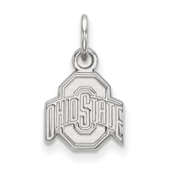 Rhodium Over Sterling Silver LogoArt Ohio State University Extra Small Pendant