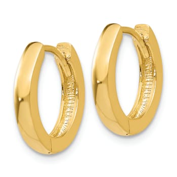 14k Yellow Gold 9/16" Round Hinged Hoop Earrings