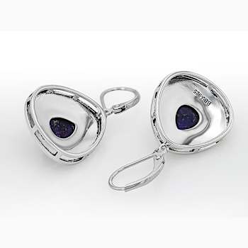 Purple Turquoise Artisan Inspired Sterling Silver Dangle Earrings 9x8mm