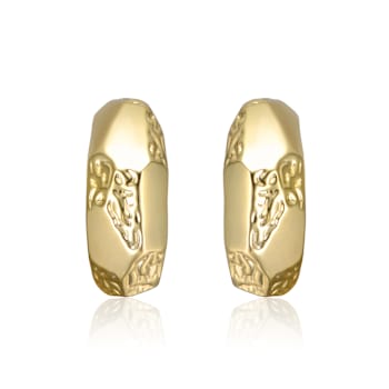 Geometric Gold Nugget C-Hoop Earrings In 14K Gold Over Brass