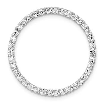 Rhodium Over 10k White Gold 0.76 ctw Diamond Circle Chain Slide Pendant