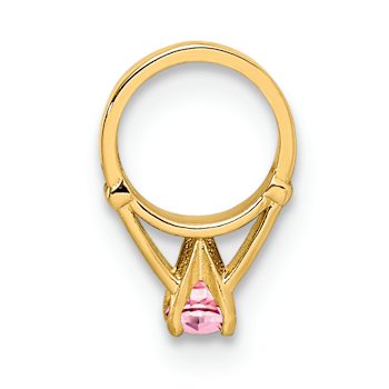 14k Yellow Gold 3D Ring with October Birthstone Light Pink Cubic
Zirconia Charm