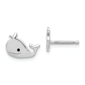 Sterling Silver Enamel Whale Children's Post Earrings