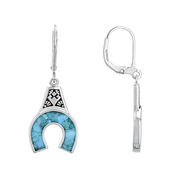 Turquoise Horseshoe Inlay Sterling Silver Earrings