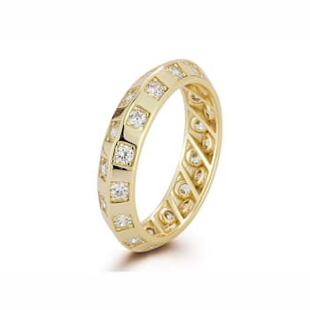 Sterling Statements 14K Yellow Gold Over Sterling Silver CZ Knife Edge
Checkered Band Ring