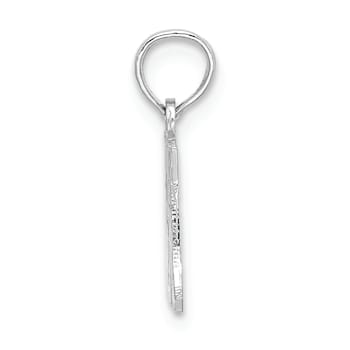 Rhodium Over 14k White Gold Textured I Heart (Love) My Mom Pendant
