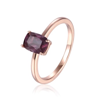 Blue Lab Created Alexandrite Rectangular Cushion 14K Rose Gold Over
Sterling Silver Solitaire Ring