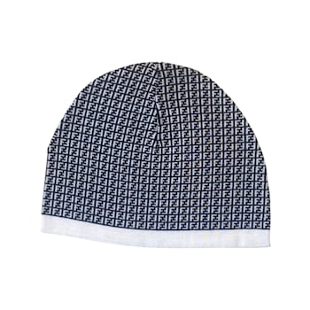 Fendi FF Print Nero and Bianco Knitted Wool Beanie
