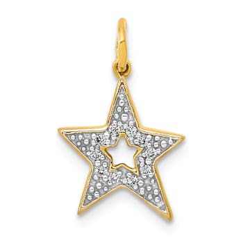 14K Two-tone Gold Diamond Star Charm