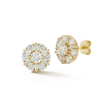Sterling Statements 14K Yellow Gold Over Sterling Silver CZ Flower Studs