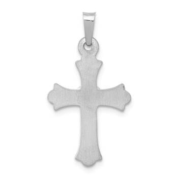 Rhodium Over 14k White Gold Textured Diamond Accented Fleur De Lis Cross Pendant