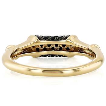 Black Spinel Bamboo Ring In 18K Gold Over Sterling Silver
