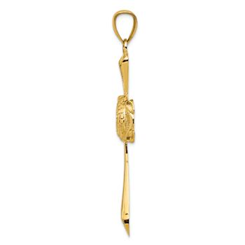 14k Yellow Gold Textured Celtic Cross Pendant