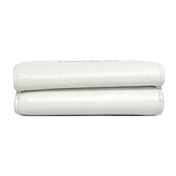 Balenciaga Everyday White Leather Logo Mini Trifold Wallet