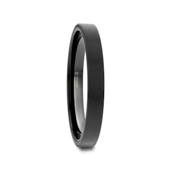 SAN ANTONIO Flat Black Tungsten Carbide Band with Brushed Finish 2mm