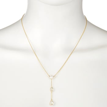 White Topaz 14k Yellow Gold Drop Necklace 3.51ctw
