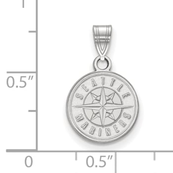 Rhodium Over Sterling Silver MLB Seattle Mariners LogoArt Circle Pendant