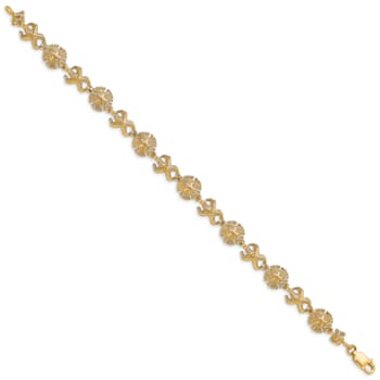 14k Yellow Gold Textured Starfish and Sand Dollar Bracelet