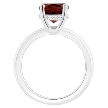 10x8mm Oval Garnet With Diamond Accents Rhodium Over Sterling Silver
Hidden Halo Ring