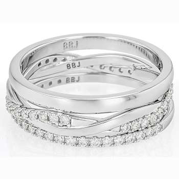 Moissanite Stackable Set Of 3 Rings In Sterling Silver