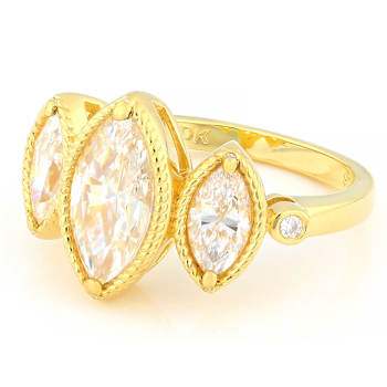 Diamond Simulant Marquise And Lab-Created Moissanite Ring In 18K Gold
Over Sterling Silver 3.99ctw