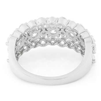 Triple-Row CZ Band Ring In Sterling Silver