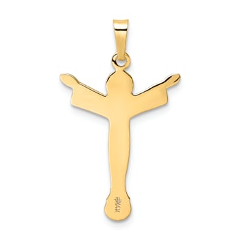 14k Yellow Gold Polished and Textured Solid Risen Christ Pendant