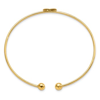 14K Yellow Gold Polished Heart Flexible Bangle