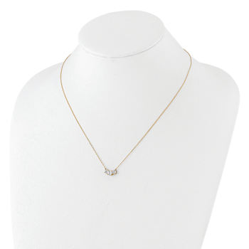 10k Yellow Gold Polished Cable Chain 3-Stone Cubic Zirconia 18.5 Inch Necklace