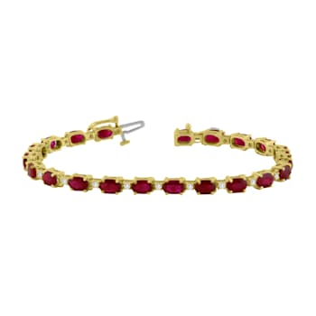 11.40ctw Ruby and Diamond Bracelet set in 14k Yellow Gold