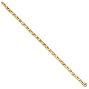 14k Yellow Gold 3.9mm Hand-Polished Fancy Link Bracelet