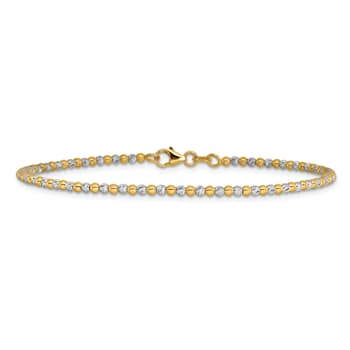 14K Two-tone Diamond-cut Beaded 7.5-inch Bracelet