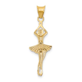 14k Yellow Gold and Rhodium Over 14k Yellow Gold Polished and Textured
Moveable Dancer Pendant