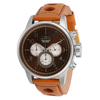 Invicta S1 Rally 46mm Antique White, Brown Dial Leather Band Quartz Watch