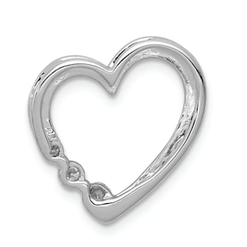 Rhodium Over 14k White Gold Diamond Heart Chain Slide