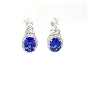 10.55 Ctw Tanzanite and 1.37 White Ctw Diamond Earring in 14K WG