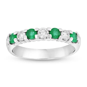 0.75ctw Emerald and Diamond Band Ring in 14k White Gold