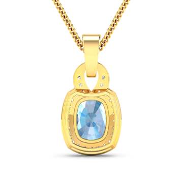1.65ctw 14K Yellow Gold Aquamarine and White Diamond Pendant with 18
inch Cable Chain