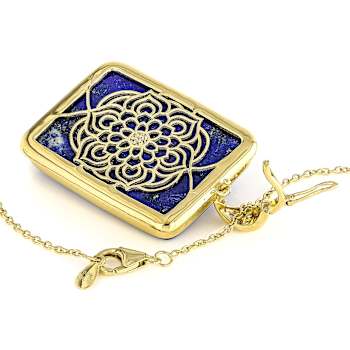 Lapis Lazuli North Star Pendant Necklace In 18K Gold Over Sterling
Silver 0.32ctw